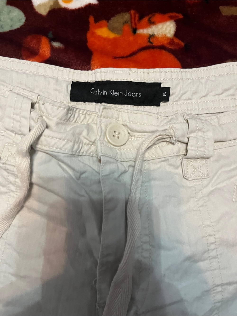 Calvin Klein Cream Women's Drawstring Casual Shorts - Picture 2 of 3